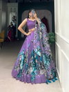 Purple Colour Tussar Silk With Floral Print Lehenga With Blouse Dupatta Wholesale Price In Surat